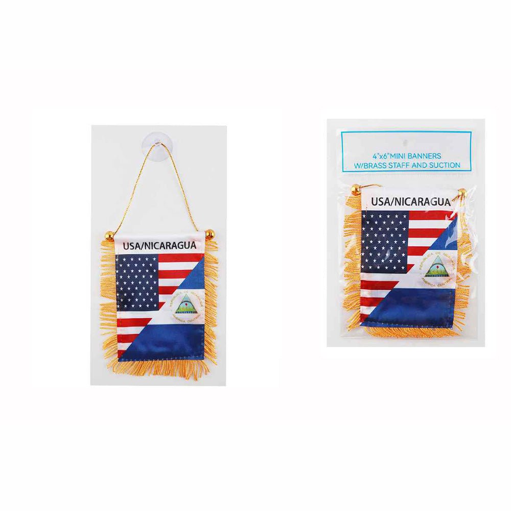 Nicaragua Usa Mini Banners 4"x6" (2659) - TRUECOLOR WHOLESALE
