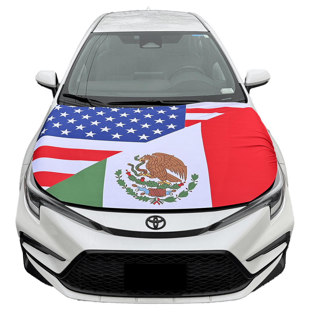 Mexico & USA Flag Car Hood Cover – Fits Most Cars 49–61" - TRUECOLOR WHOLESALE