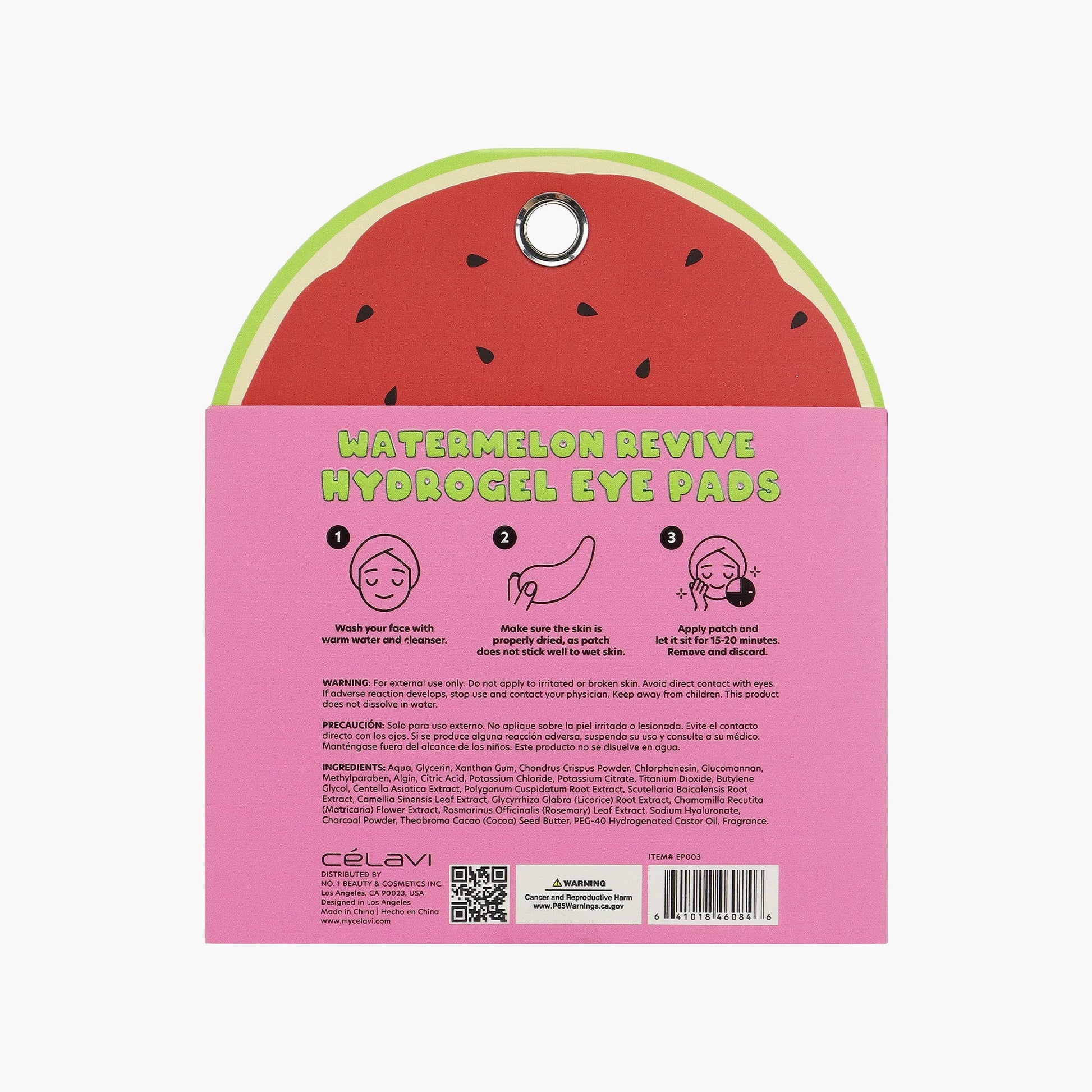 Celavi - 12 Pairs Hydrogel Eye Pads - Watermelon - TRUECOLOR WHOLESALE