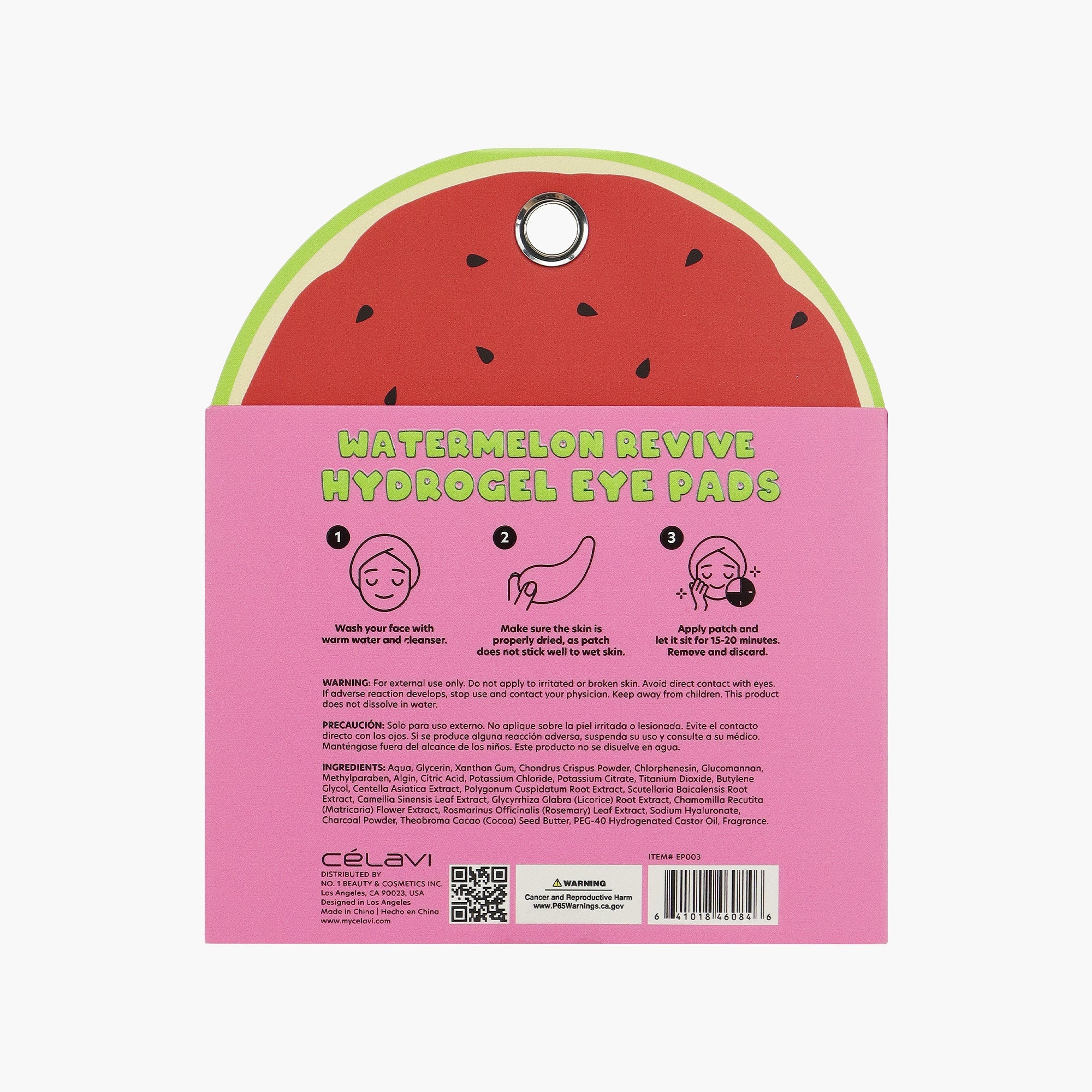 Celavi - 12 Pairs Hydrogel Eye Pads - Watermelon - TRUECOLOR WHOLESALE