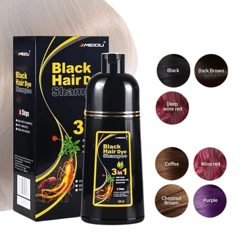 Meidu 3 - in - 1 Black Hair Dye Shampoo – Quick Color, Moisture & Herbal Care - TRUECOLOR WHOLESALE