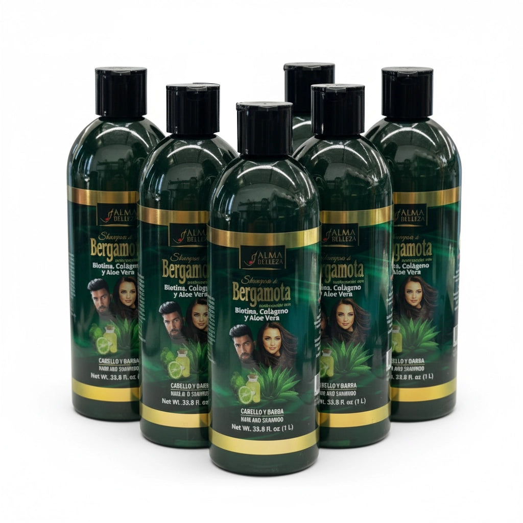 Alma Belleza Shampoo de bergamota biotina, colageno & Aloe Vera Net Wt 33.8 fl. oz