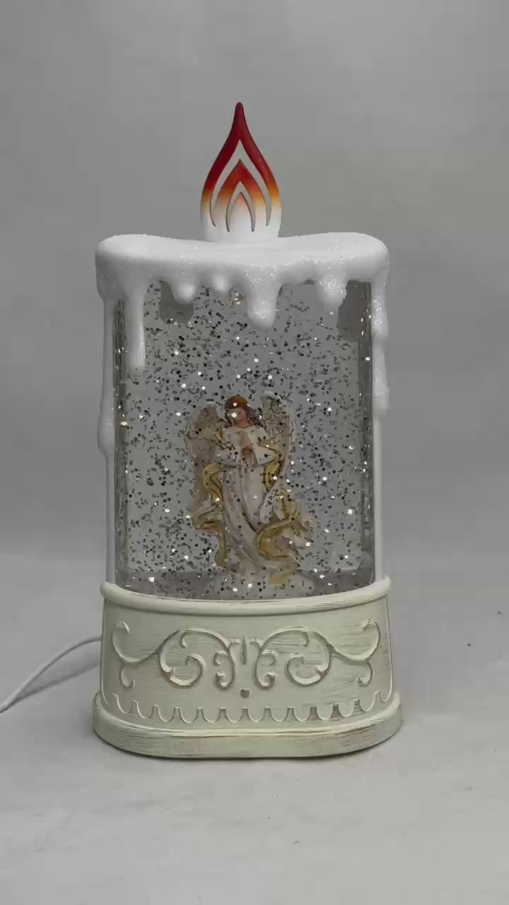 Load video: 2pc/Box Unique Candle-Shaped LED Snow Water Lantern - Angel Scene