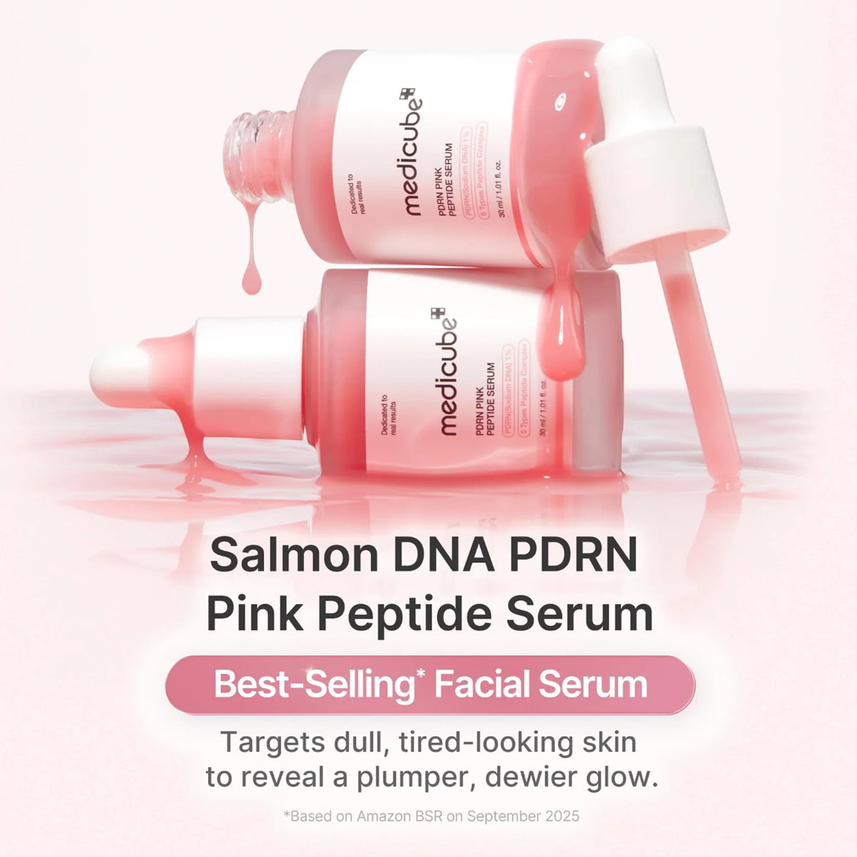 Medicube PDRN Pink Peptide Serum (30ml} / 1.01 fl. oz.) | 3pcs | Firming, Elasticity & Skin Barrier Facial Serum with 1% PDRN & 5 Types Peptide Complex