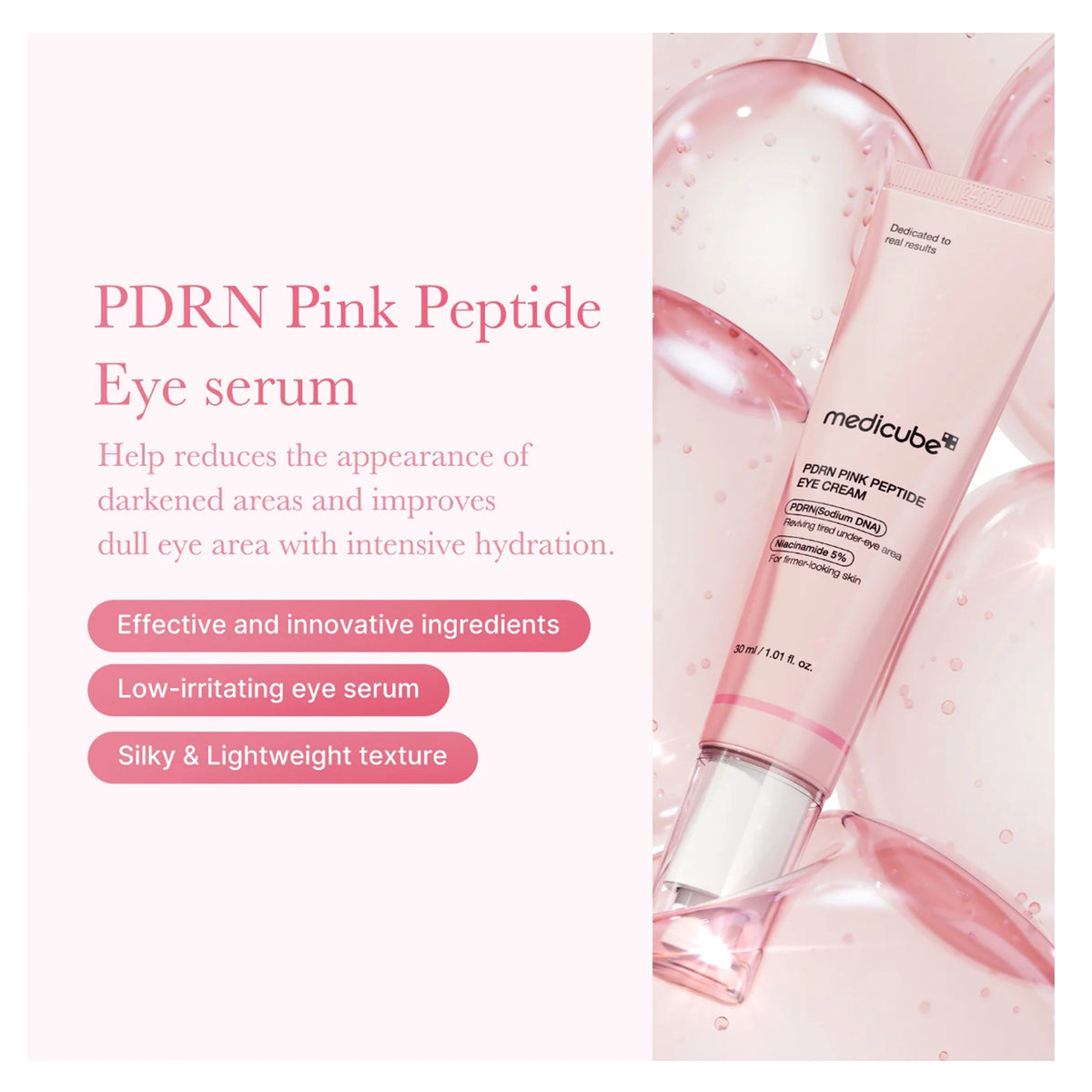 Medicube PDRN Pink Peptide Eye Cream 30ml (3pcs) | Firming, Brightening & Anti-Wrinkle Eye Treatment