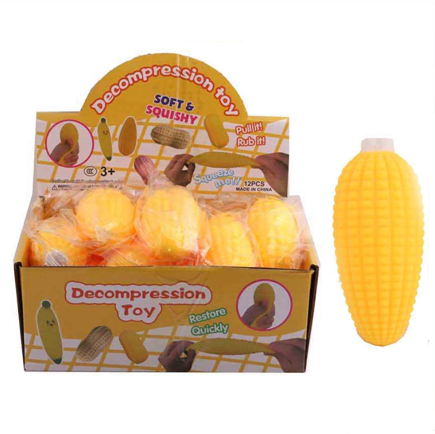 Corn Fidget Toy – Soft & Squishy Decompression Toy for Stress Relief & Anxiety, Bulk 12-Pack Display Box (DNV-3594)