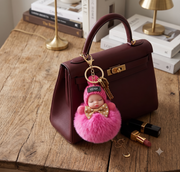 12-Piece Sleeping Baby Doll Keychain Set | Cute Faux Fur Pom Pom Bag Charms | Soft Plush Doll Keyring Variety Pack for Backpacks & Purses (KC-75760M)