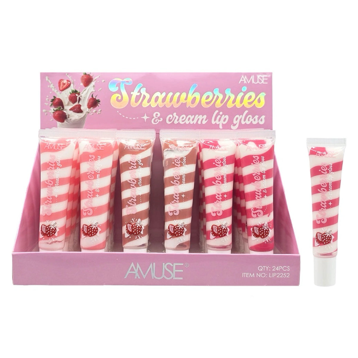 Amuse - Strawberries & Cream Swirl Lip Gloss Display Set