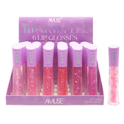 AMUSE Heart Spell Lip Gloss – Glitter Heart-Shaped Sparkle Lip Gloss, 6 Assorted Shades, 24 PCS Display