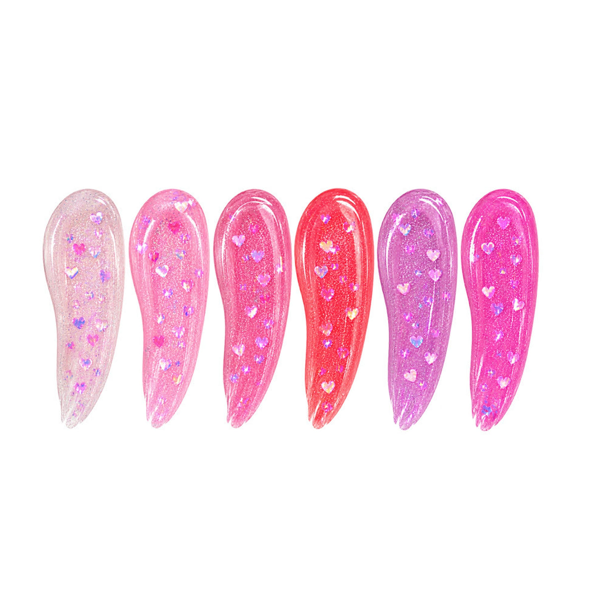 AMUSE Heart Spell Lip Gloss – Glitter Heart-Shaped Sparkle Lip Gloss, 6 Assorted Shades, 24 PCS Display
