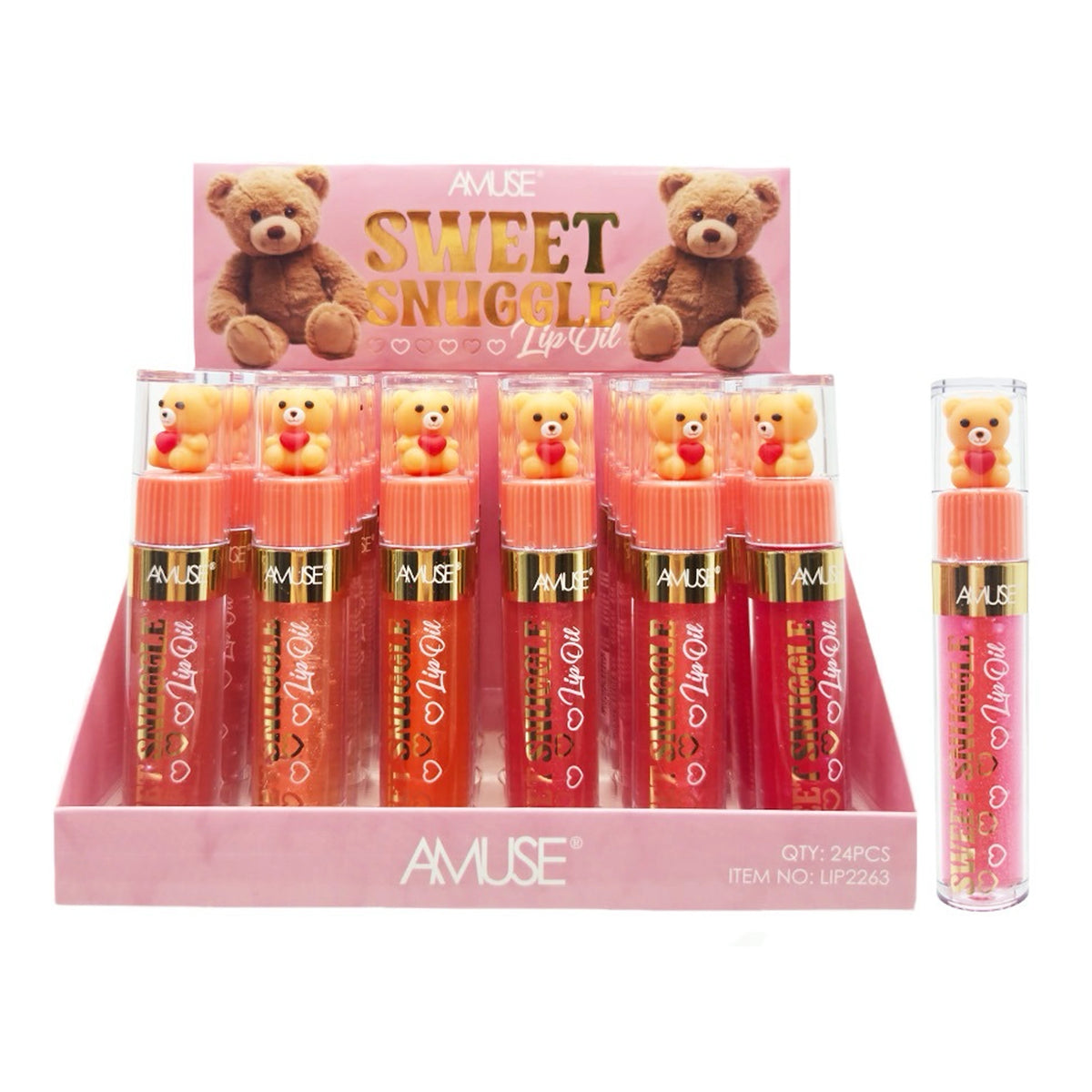 Amuse - Sweet Snuggle Lip Oil Display Set – Hydrating High-Shine Tinted Lip Oil
