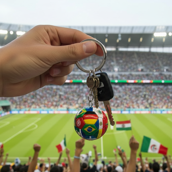 Multi-Country Flag Soccer Ball Keychain – 4.5 Inch Decorative Sports World Cup Souvenir (255163)