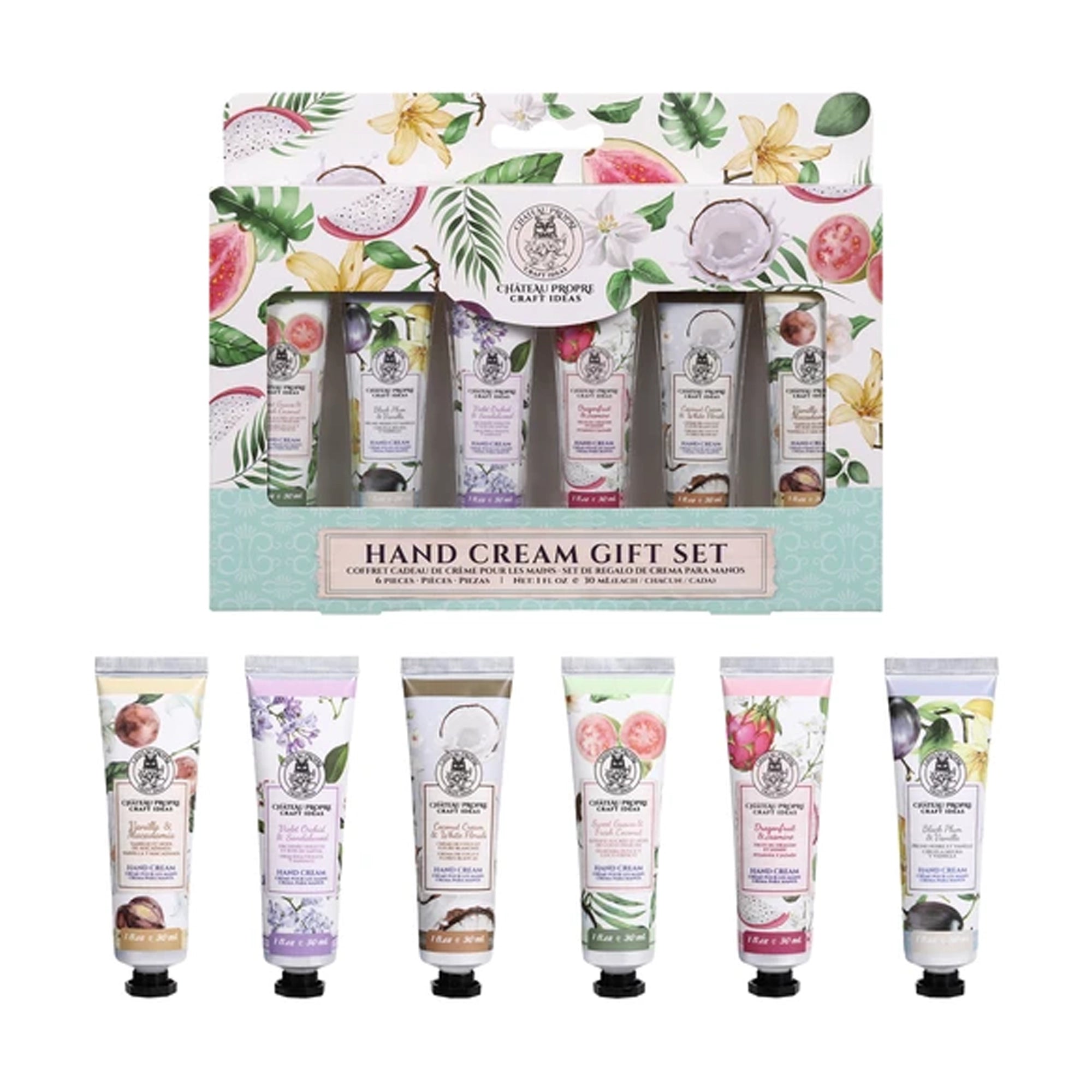 Chateau Propre 6-Piece Hand Cream Gift Set – Travel Size Moisturizing Lotion Pack (1 oz / 30 mL each)