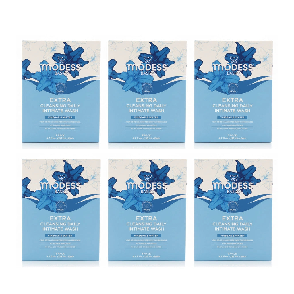 Modess Basics Extra Cleansing Daily Intimate Wash – Vinegar & Water (3 Pack, 4.7 fl oz / 138 mL Each)
