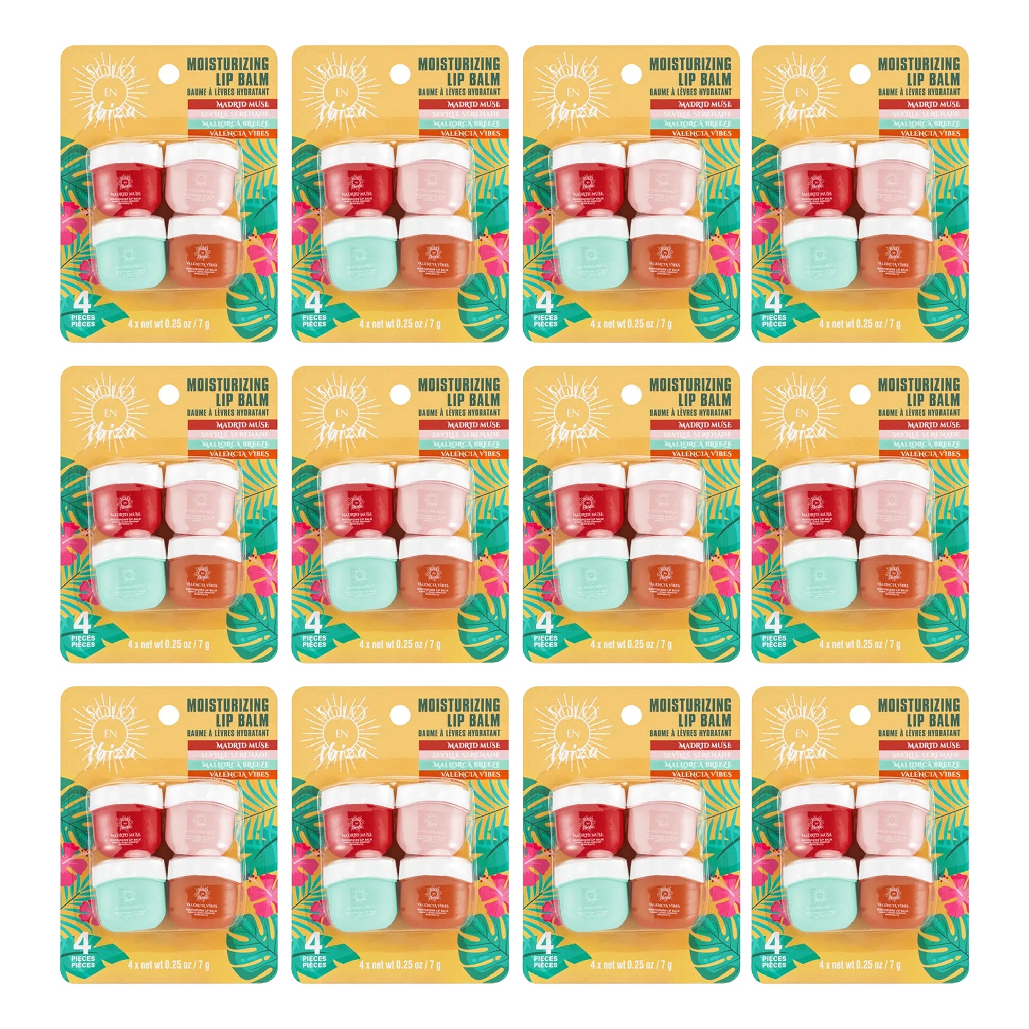 Solo en Ibiza Moisturizing Lip Balm Pots Bulk Set – 12 pack Hydrating Lip Balms – Wholesale Lip Care Gift Set