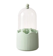 Makeup Brush Holder – Transparent Dustproof 360° Rotatable Storage (Light Green)