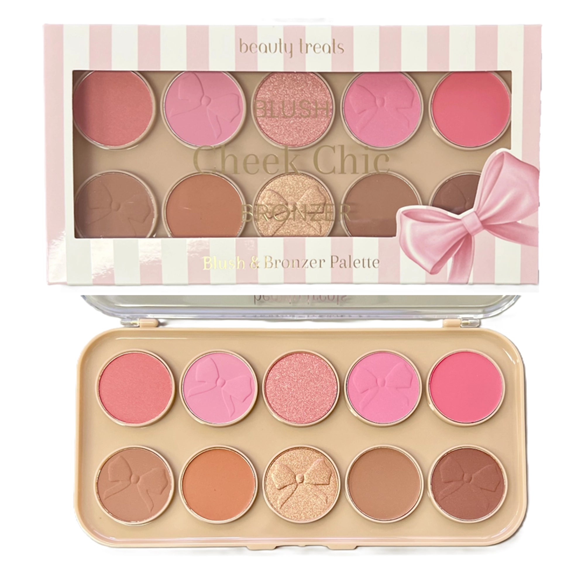 Beauty Treats Cheek Chic Blush & Bronzer Palette – 10-Shade Face Contour, Highlight, and Matte Cheek Makeup Kit