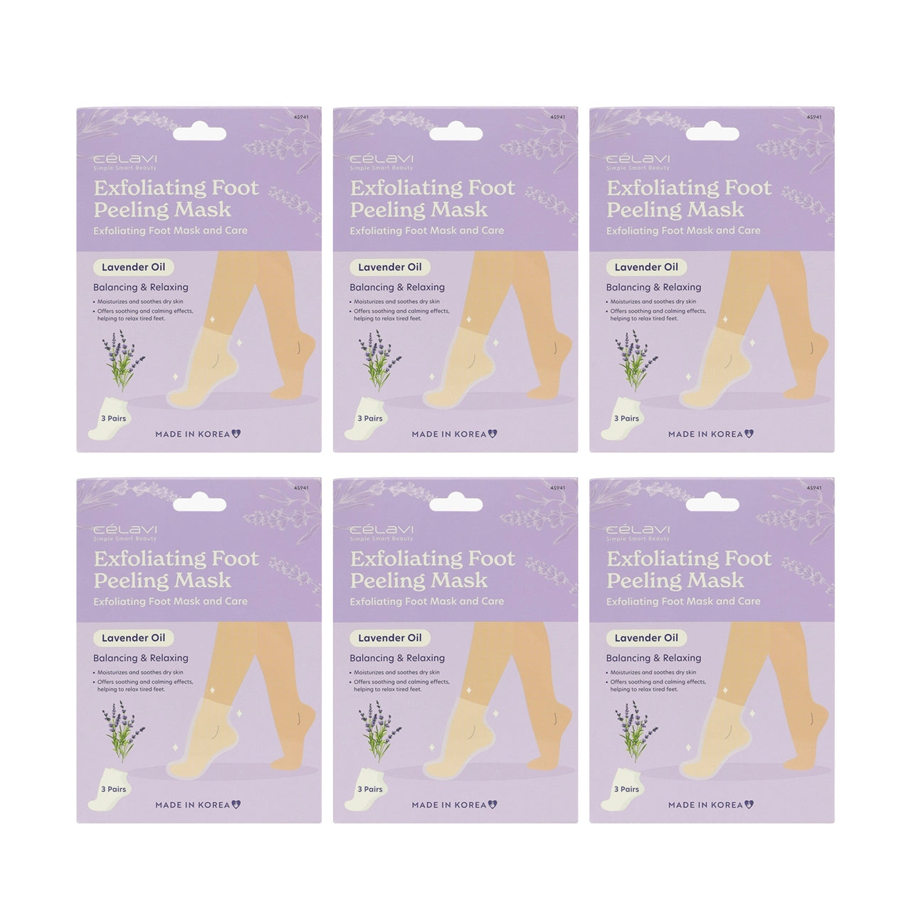 Celavi - 3pk Exfoliating Foot Peeling Mask Lavender