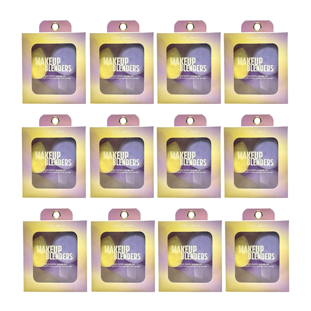 Célavi - 3-Piece Makeup Blender & Sponge Set – Includes Tapered Blender, Powder Puff, and Mini Sponge