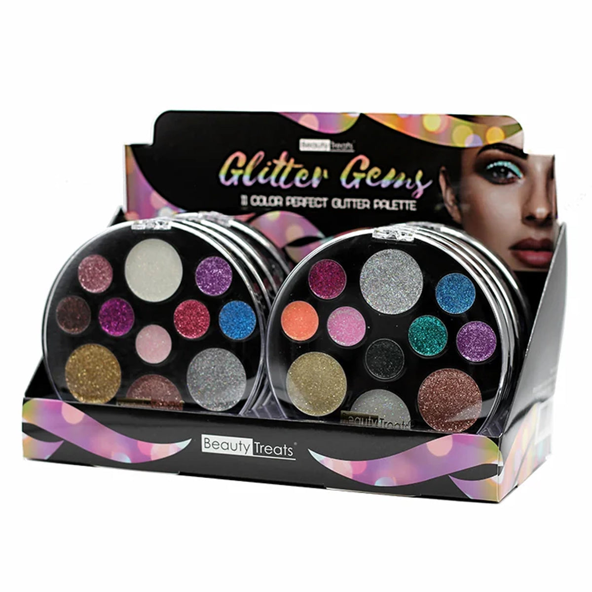 Beauty Treats Glitter Gems 10 Color Perfect Glitter Palette Display Set