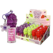 Beauty Treats Grape Glaze Lip Oil Wholesale Display Box – 24pc Scented Lip Gloss Set with Keychain