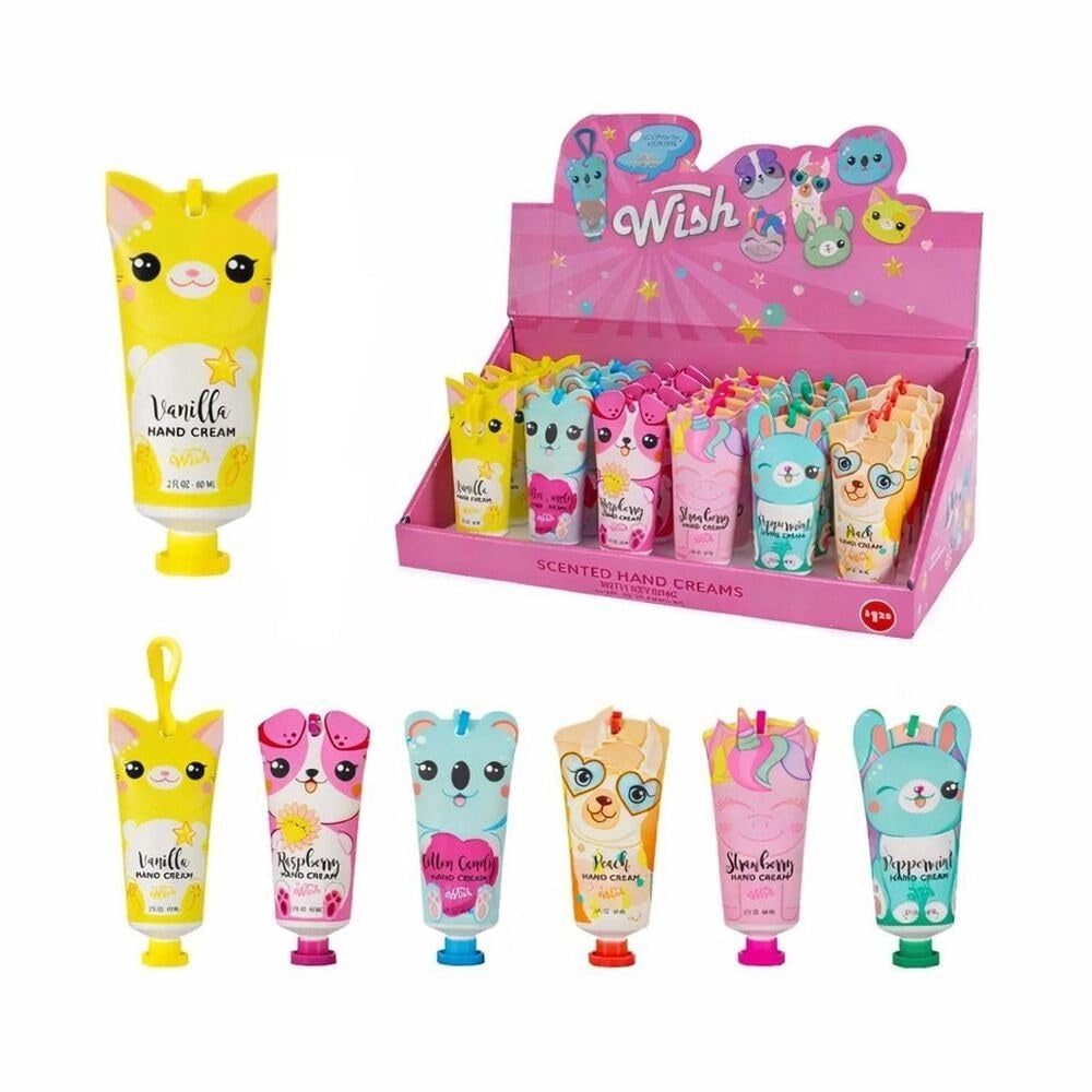 Wish Scented Hand Cream with Keyring Clip - Cute Animal Lotion Set (2 oz / 24-Piece Display Box)