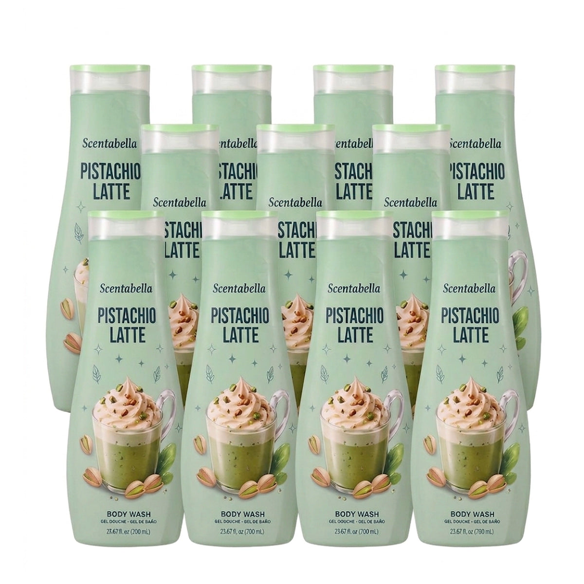 Scentabella Pistachio Latte Moisturizing Body Wash (23.67 oz / 700ml) – Creamy Gourmand Shower Gel & Bath Wash with Pistachio & Sweet Cream Notes