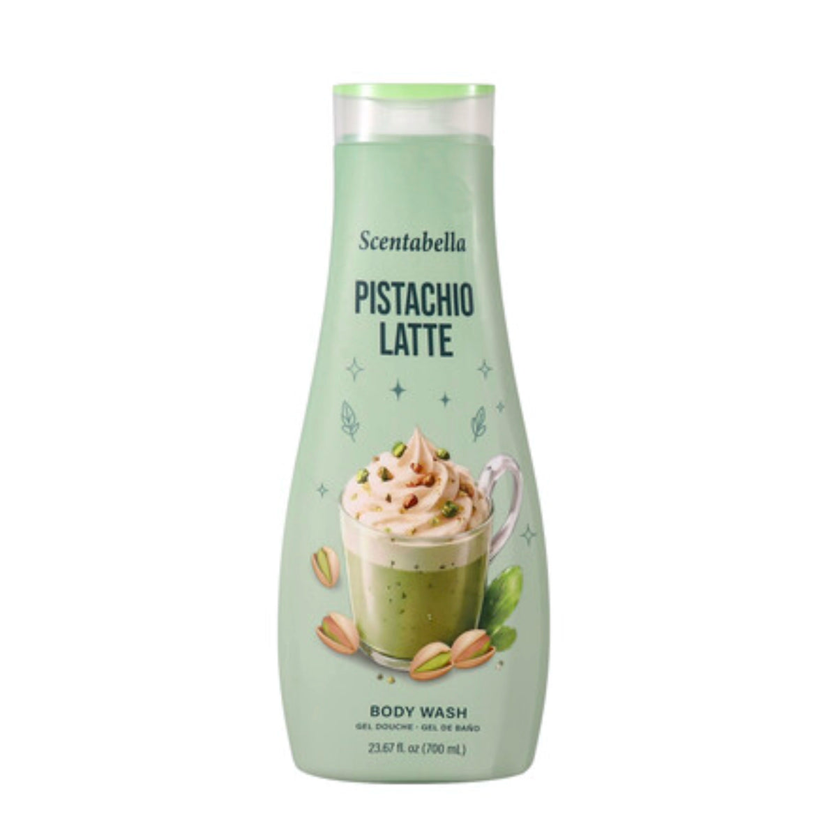 Scentabella Pistachio Latte Moisturizing Body Wash (23.67 oz / 700ml) – Creamy Gourmand Shower Gel & Bath Wash with Pistachio & Sweet Cream Notes
