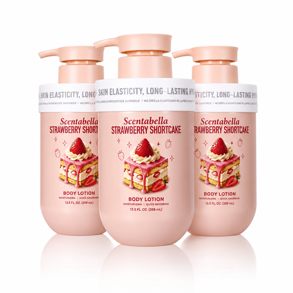 Scentabella Strawberry Shortcake Body Lotion 16.9 fl oz / 500ml – Moisturizing Scented Body Lotion