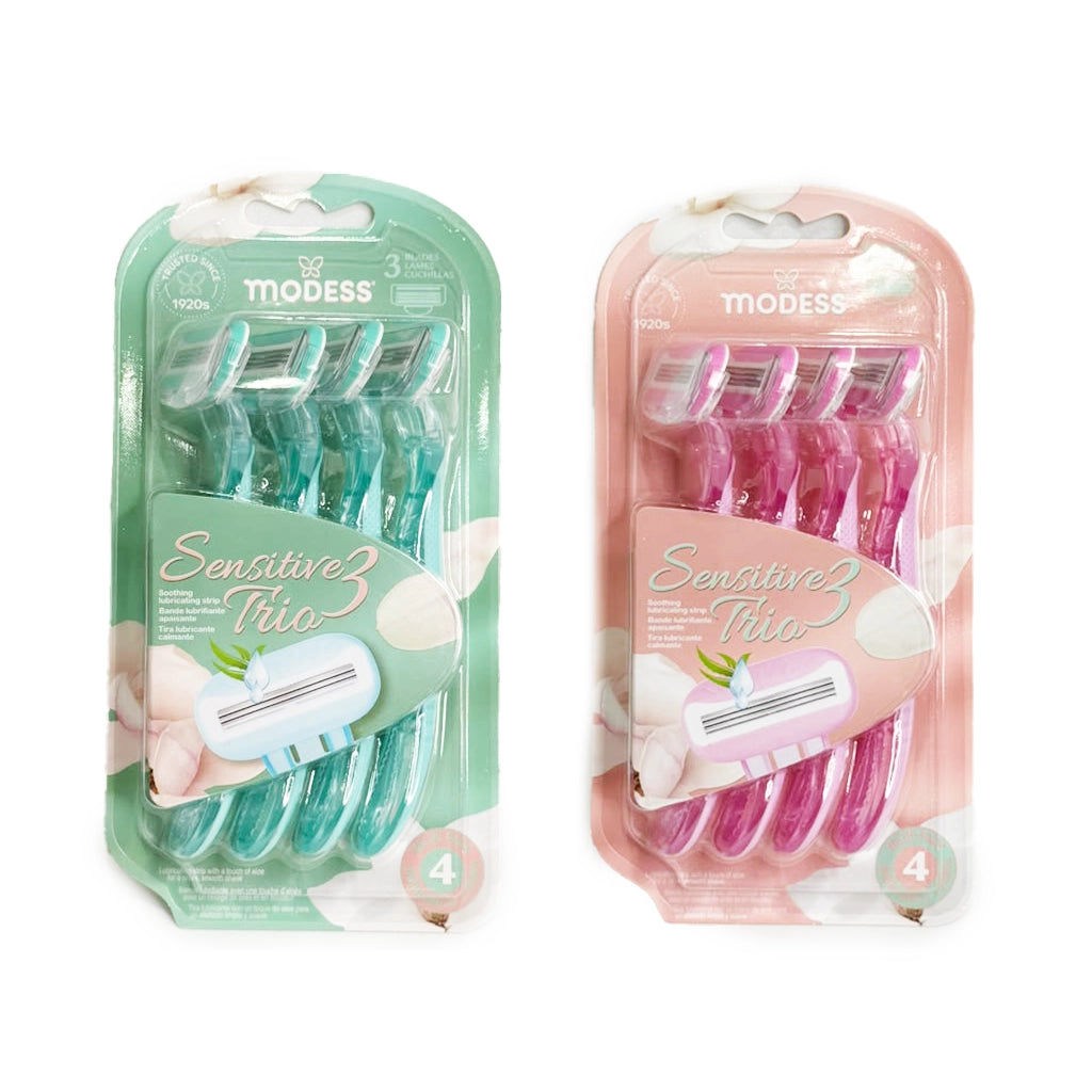 Modess Sensitive 3 Trio Disposable Razors for Women (4 Pack)