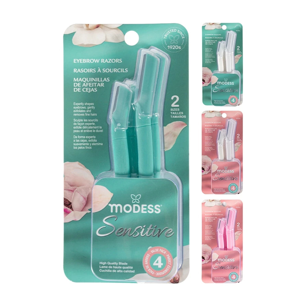 Modess Sensitive Precision Eyebrow Razors & Facial Dermaplaning Tool (4-Pack)