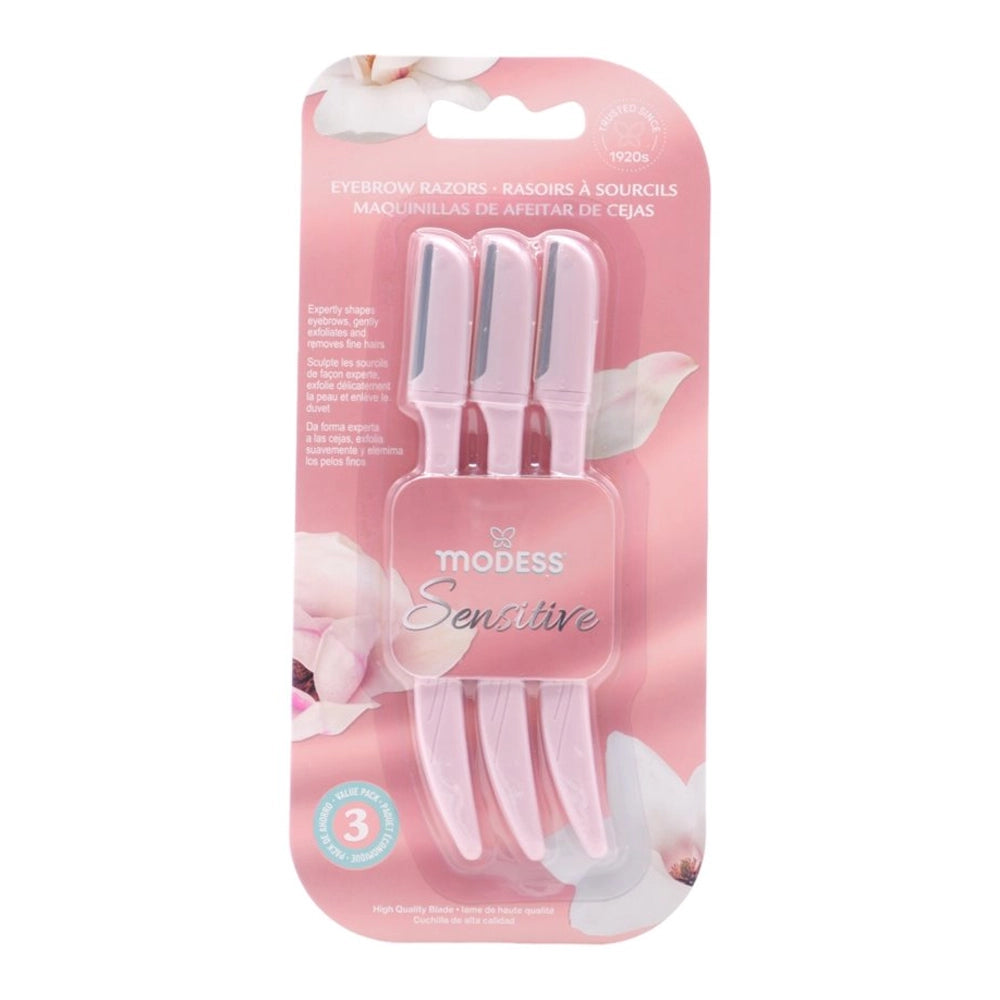 Modess Sensitive Eyebrow Razor 3-Pack – Precision Facial Hair Remover & Dermaplaning Tool