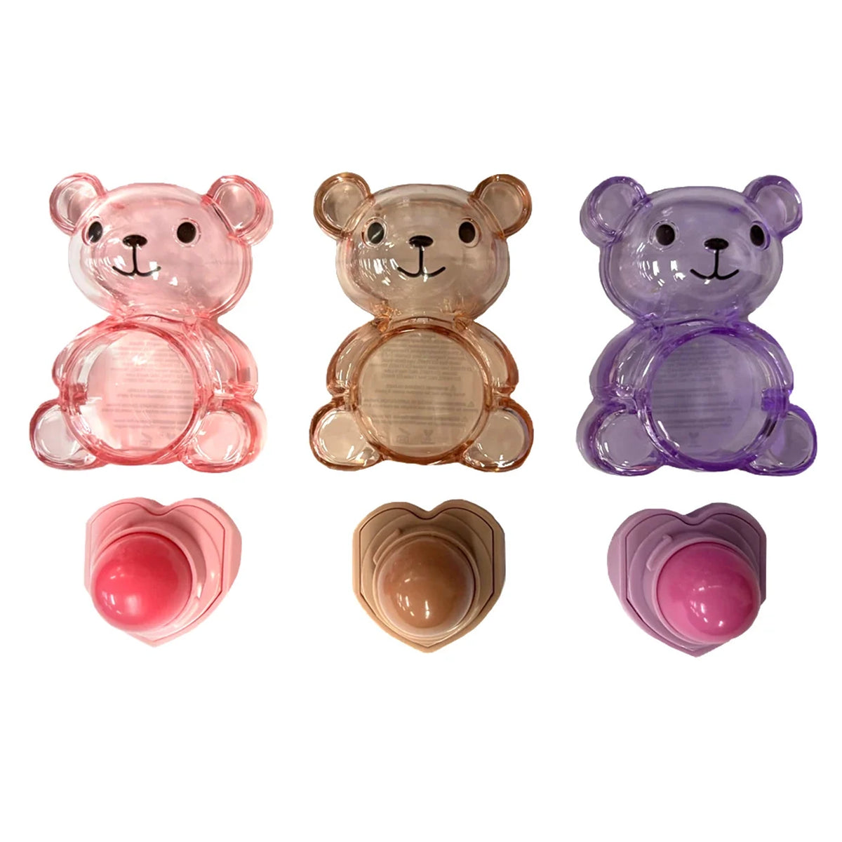 Beauty Treats Beary Sweet Lip Balm Display Set – Bear-Shaped Flavored Lip Balm (Strawberry, Grape & Chocolate)