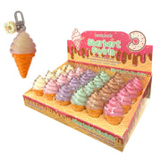 Beauty Treats Sherbert Swirls Flavored Lip Balm Set – Ice Cream Cone Lip Balm with Removable Donut Charm Keychain