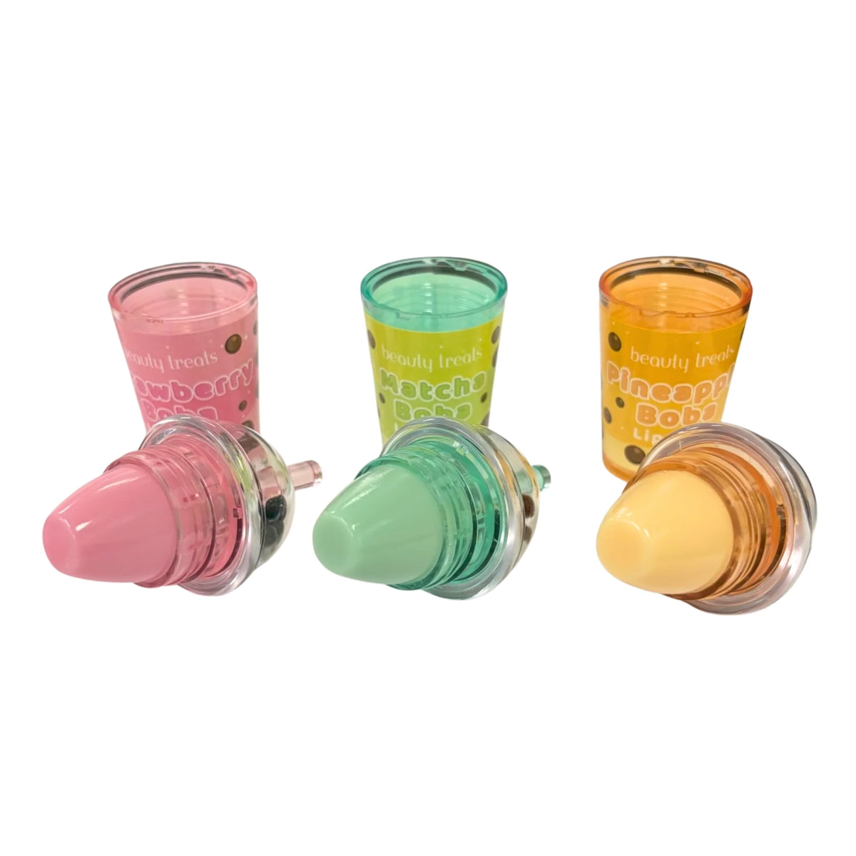 Beauty Treats Boba Lip Balm Display Set – Moisturizing Boba-Shaped Flavored Lip Balms