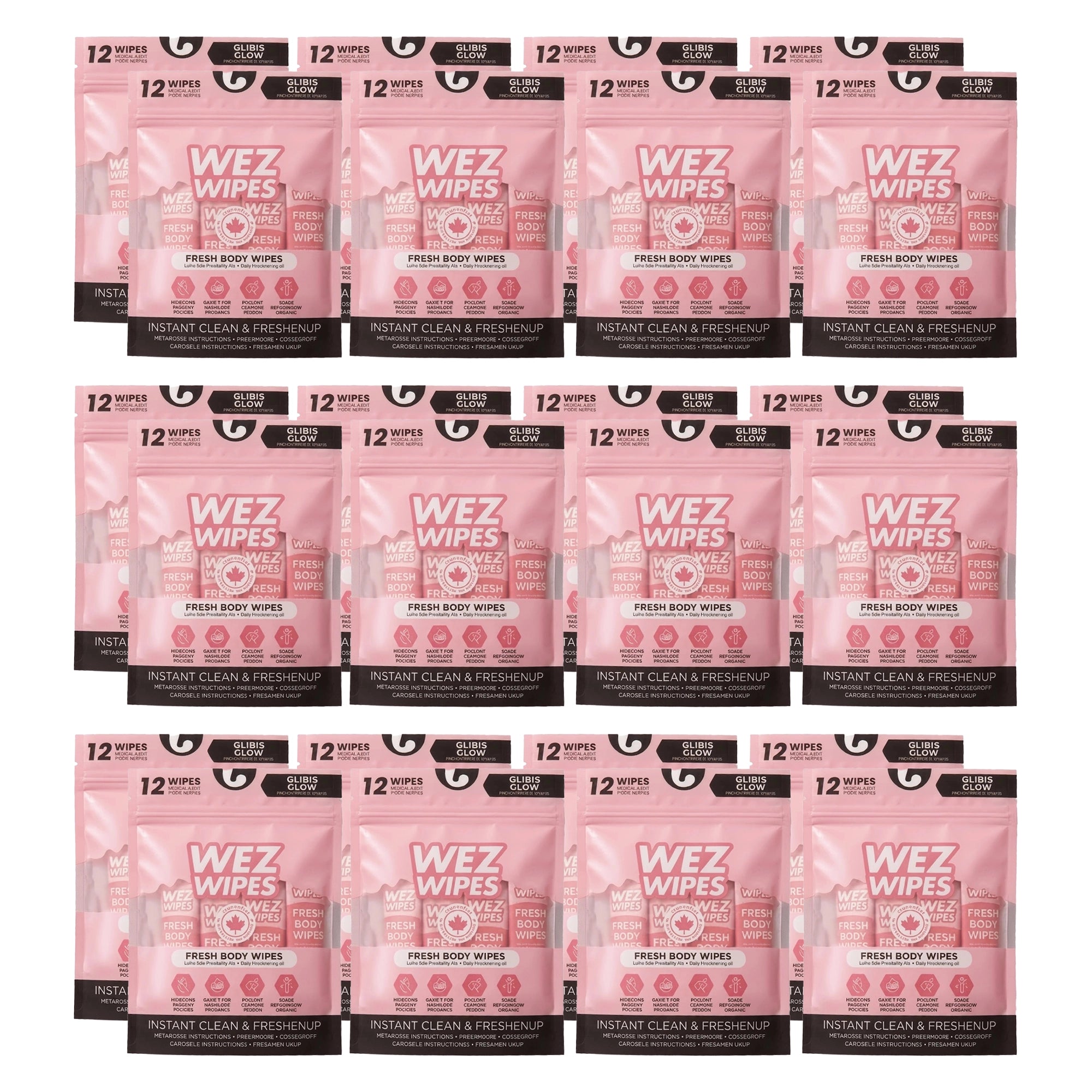 WEZ WIPES Fresh Body Wipes, Guava Glow Scent (12-Pack) | Individually Wrapped Refreshing Cleansing Wipes for Travel, Gym, and Post-Workout