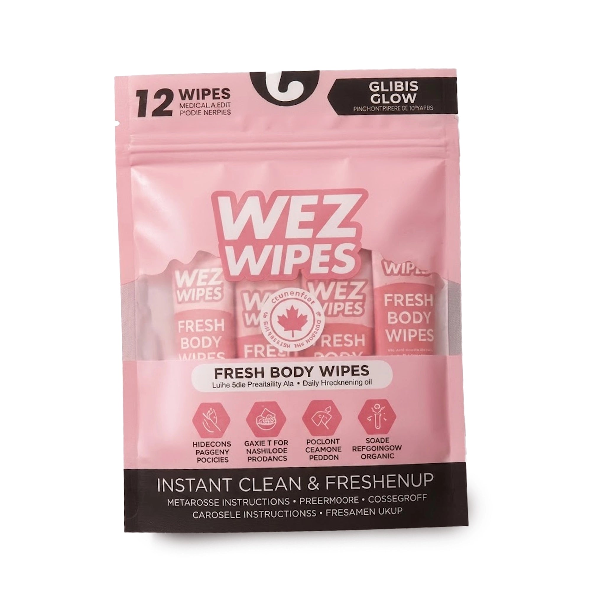 WEZ WIPES Fresh Body Wipes, Guava Glow Scent (12-Pack) | Individually Wrapped Refreshing Cleansing Wipes for Travel, Gym, and Post-Workout