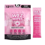 Wez Wipes Fresh Body Wipes (12-Pack) – Individually Wrapped Portable Cleansing Wipes for Travel, Fitness, and Instant Fresh-Up