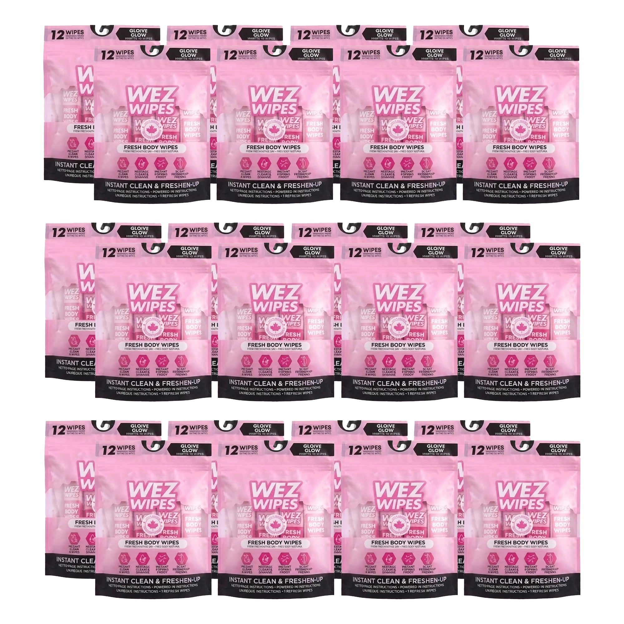 Wez Wipes Fresh Body Wipes (12-Pack) – Individually Wrapped Portable Cleansing Wipes for Travel, Fitness, and Instant Fresh-Up