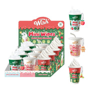 Wish Mini Hand Wipes Container with Keychain Clip - Portable Holiday Drink Design Cleaning Wipes (25 Count)