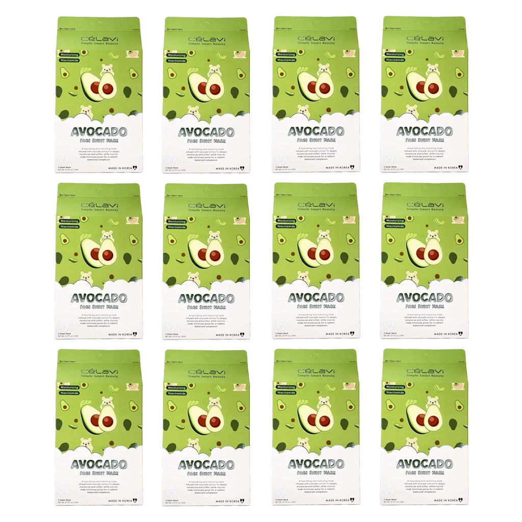 Célavi - Avocado Face Sheet Mask Pack (5 Count)