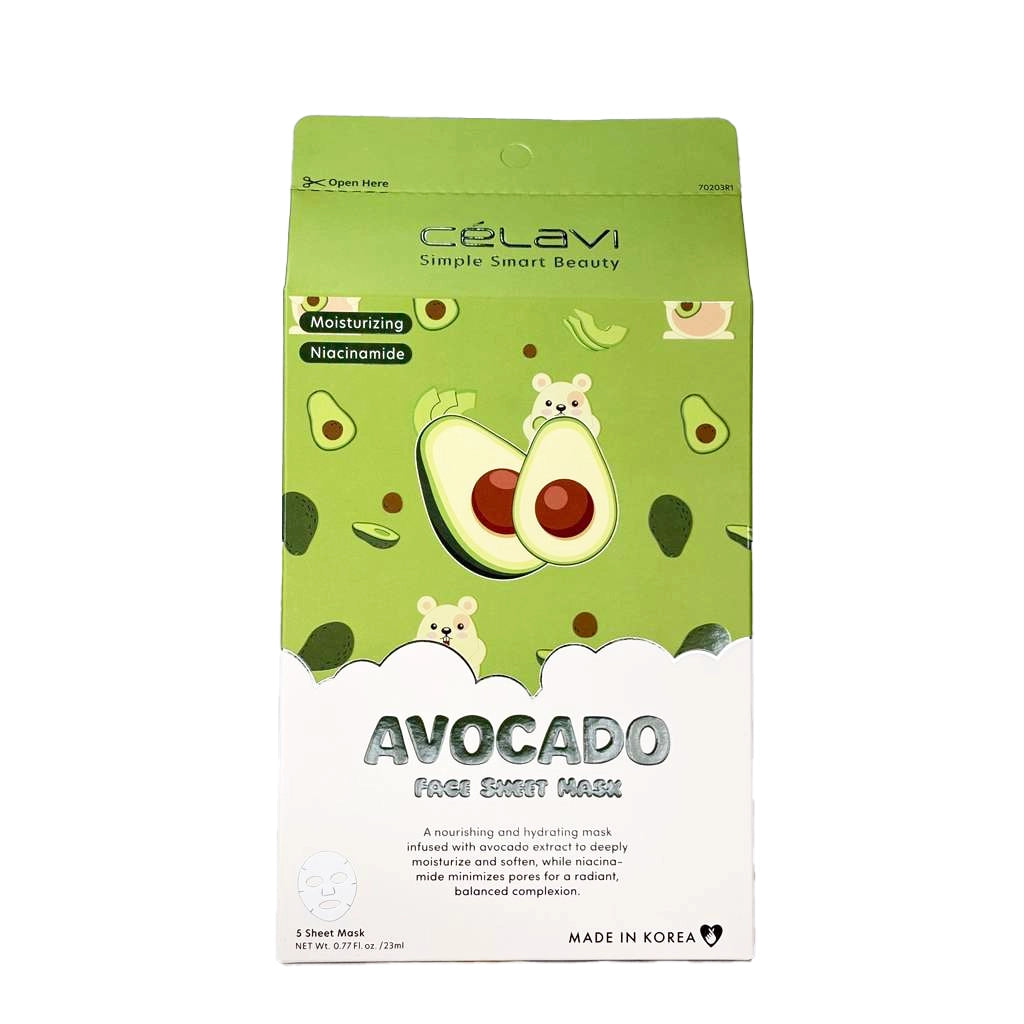 Célavi - Avocado Face Sheet Mask Pack (5 Count)