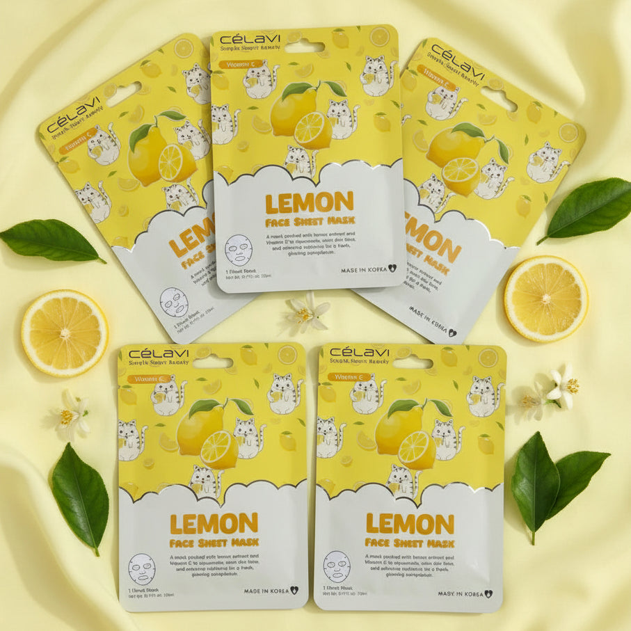 Célavi Vitamin C Lemon Face Sheet Mask Set (5-count)
