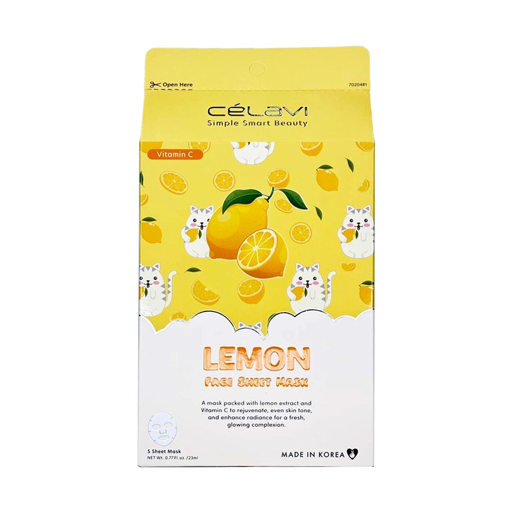 Célavi Vitamin C Lemon Face Sheet Mask Set (5-count)