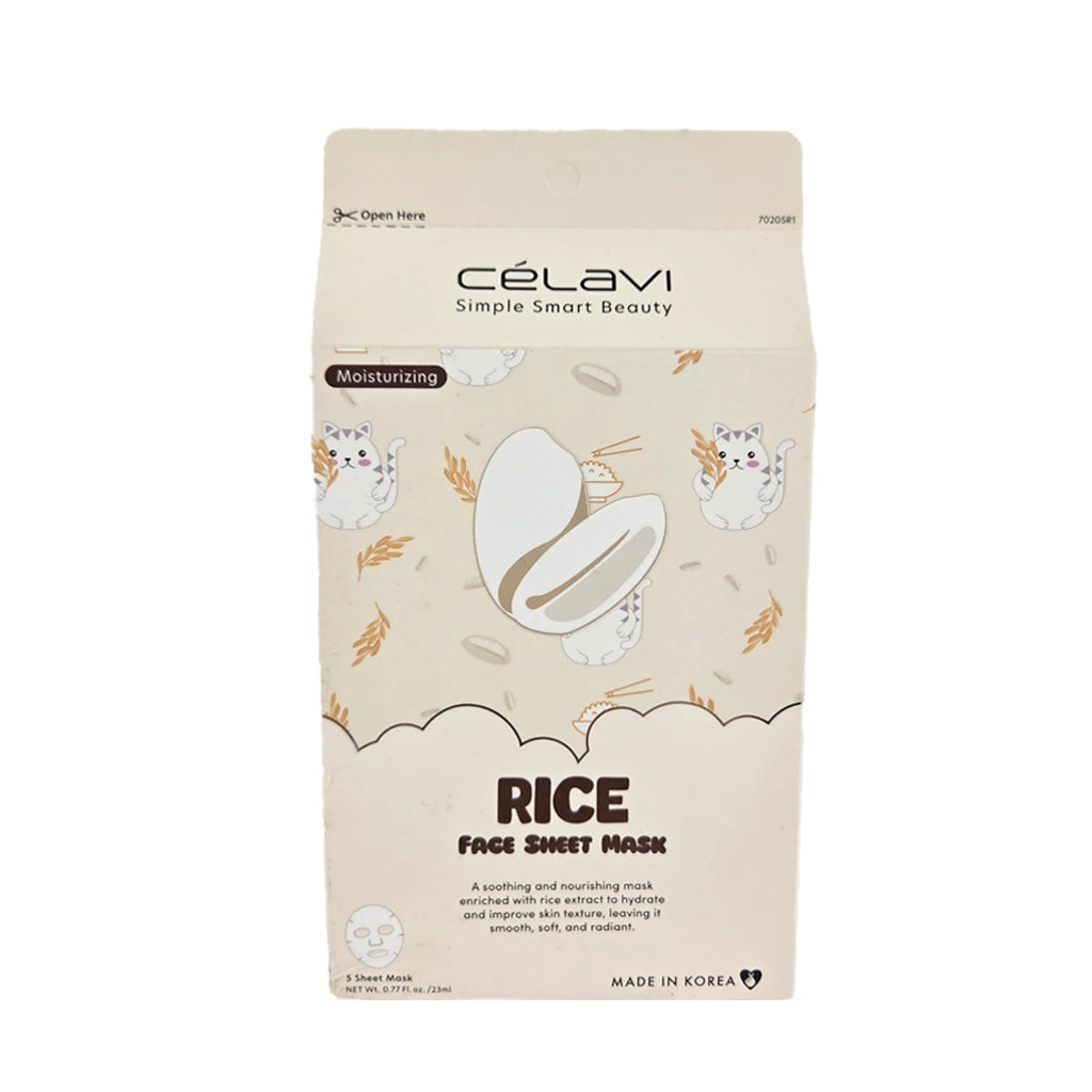Celavi - Rice Face Sheet Mask Set (5 Count)