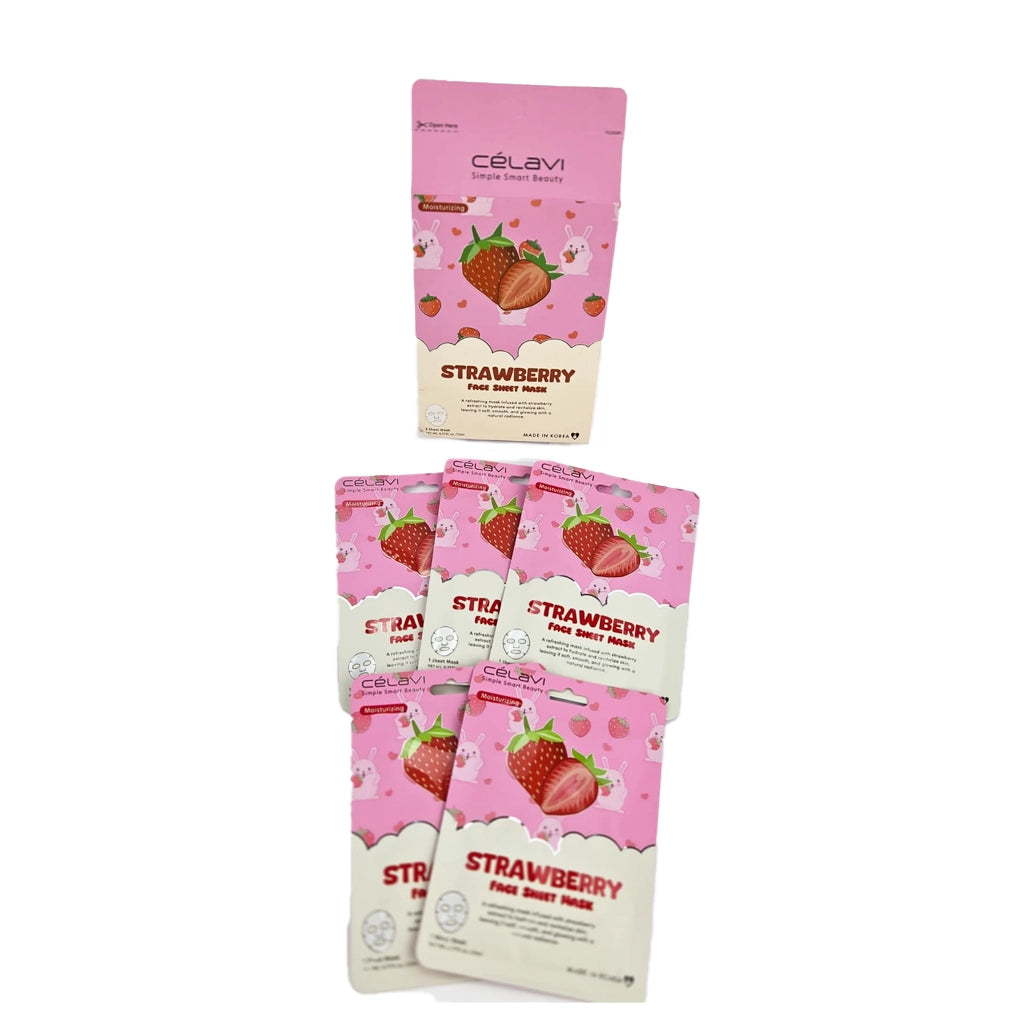 Célavi - Strawberry Moisturizing Face Sheet Mask Pack (5-Count)
