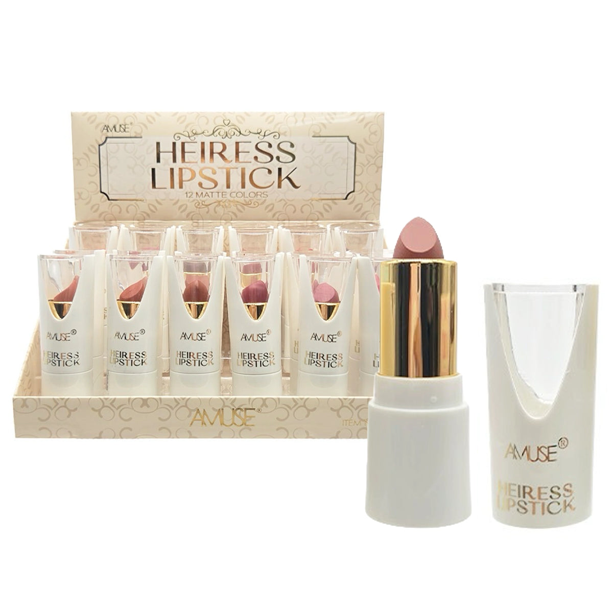 Amuse - Heiress Matte Lipstick Display Set – 12 Rich Matte Color Shades