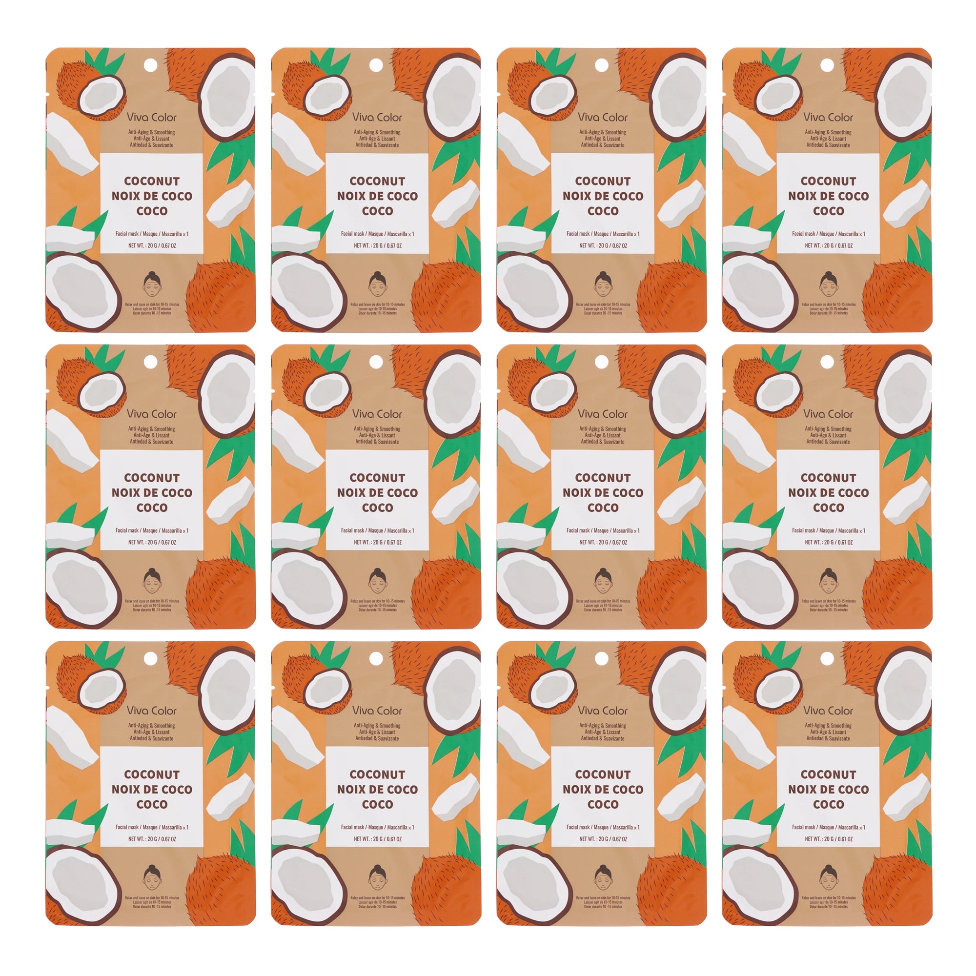 Viva Color Coconut Anti-Aging & Smoothing Facial Sheet Mask (20g)