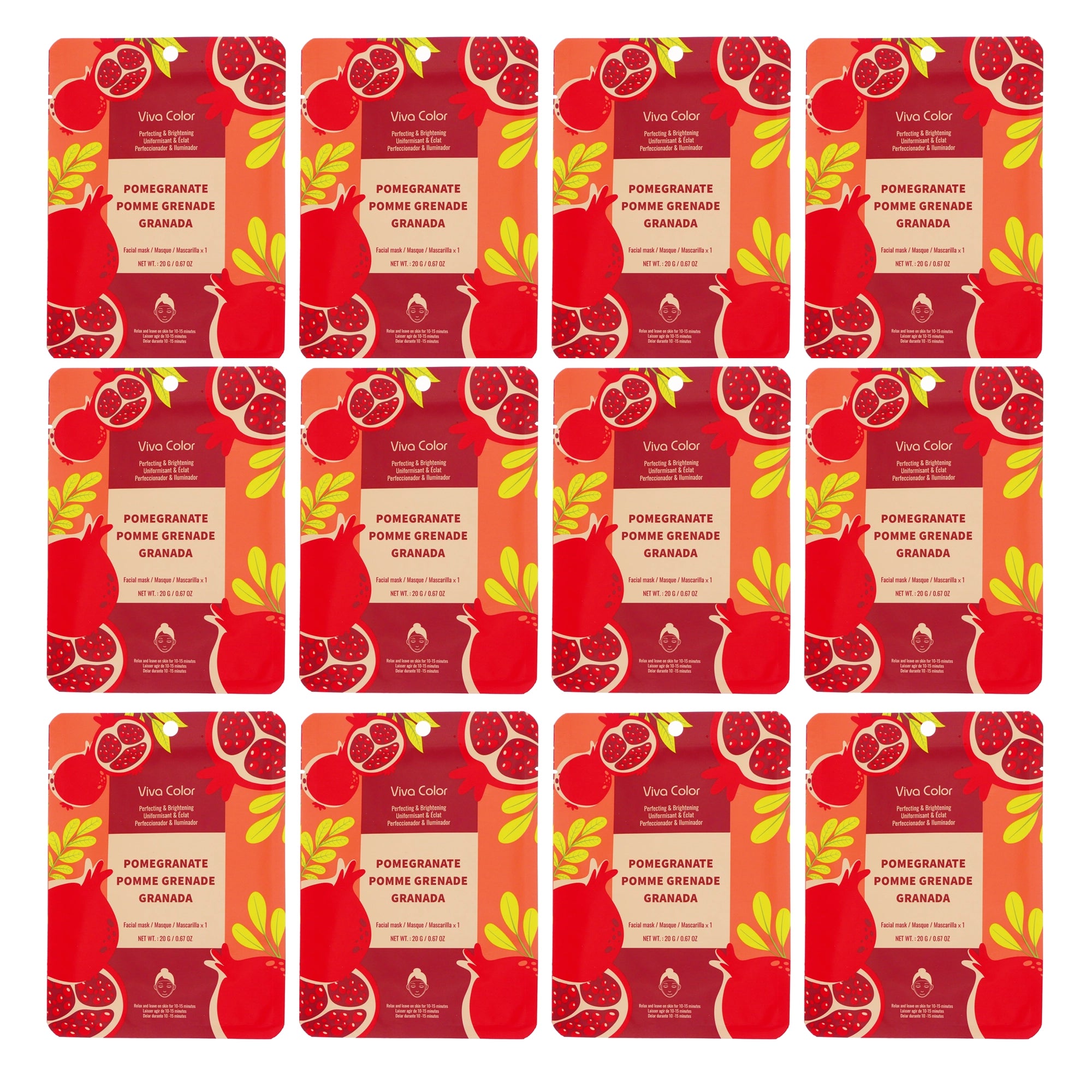 Viva Color Pomegranate Brightening Facial Sheet Mask – 20g (82207)