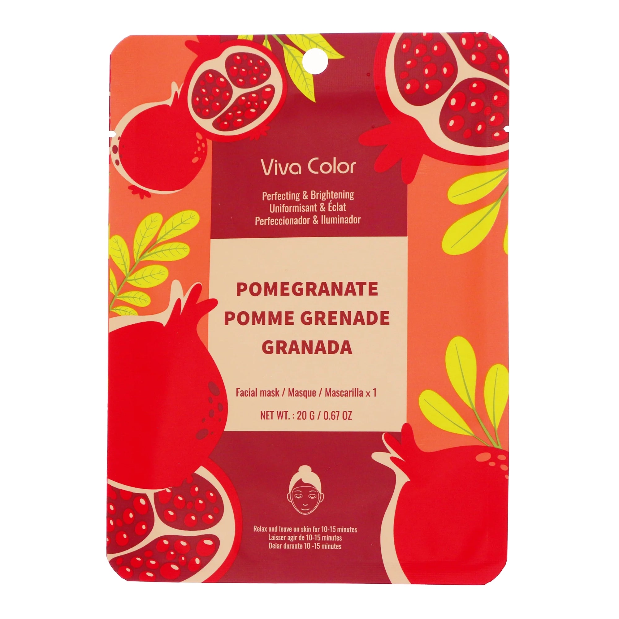 Viva Color Pomegranate Brightening Facial Sheet Mask – 20g (82207)